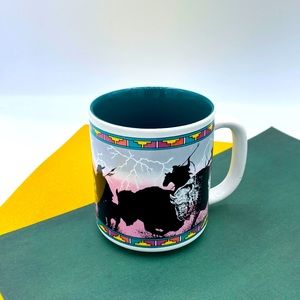 Vintage 1992 Native American Hunting Buffalo On Horses Coffee  Mug